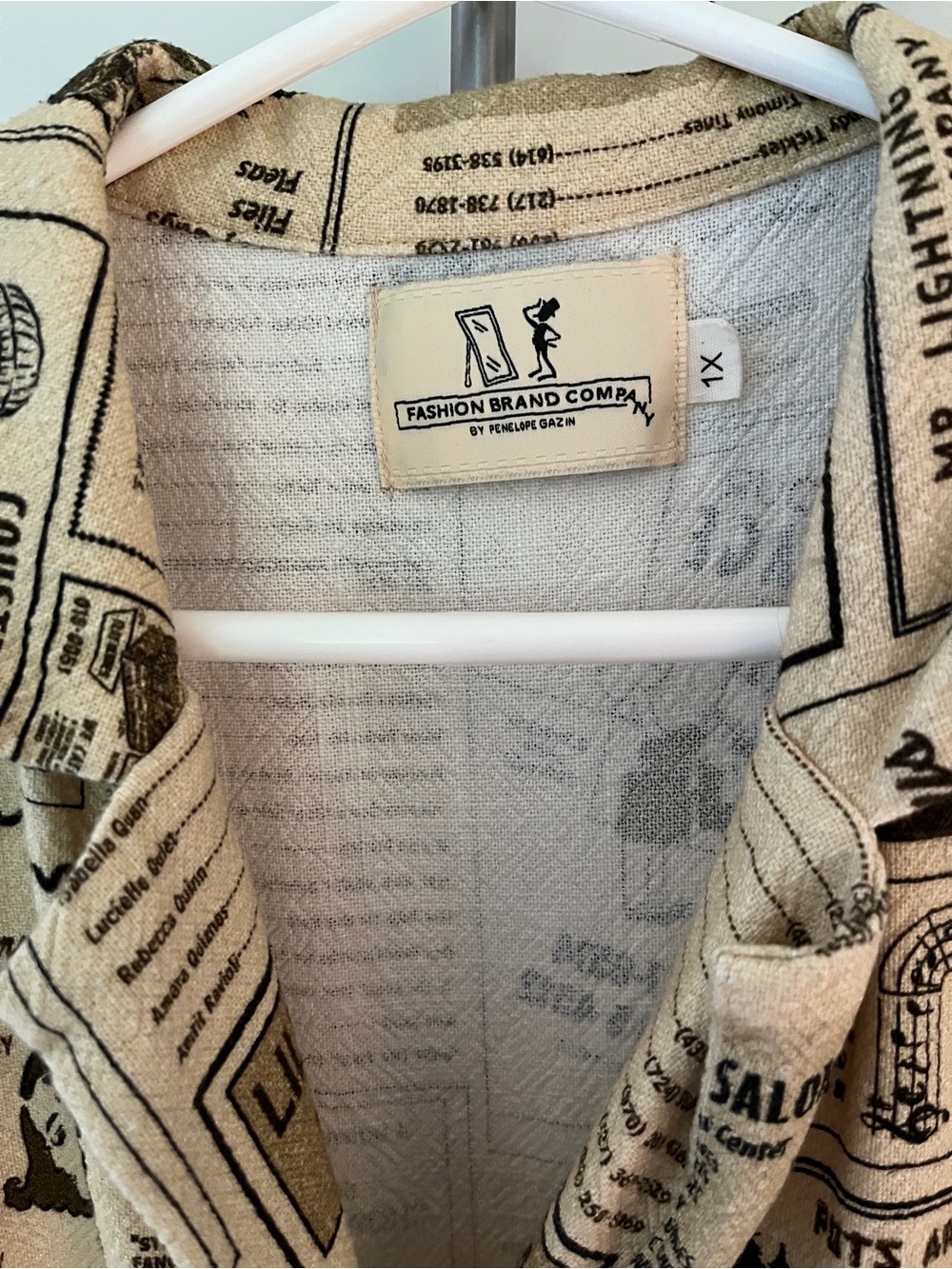 Fashion Brand Company 1X Sleeveless Newspaper-Print Shirt Dress in Yellow Pages - Picture 5 of 15